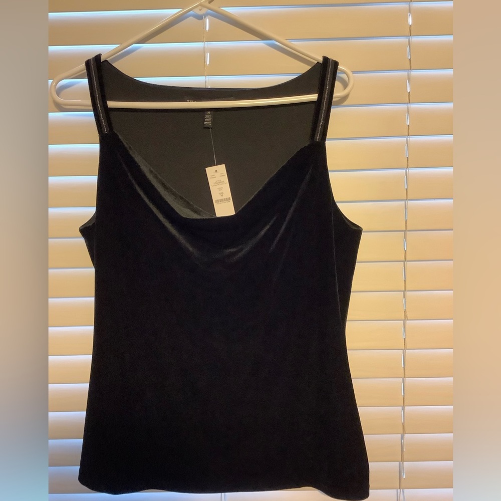 WHBM Drape Neck Velvet Tank